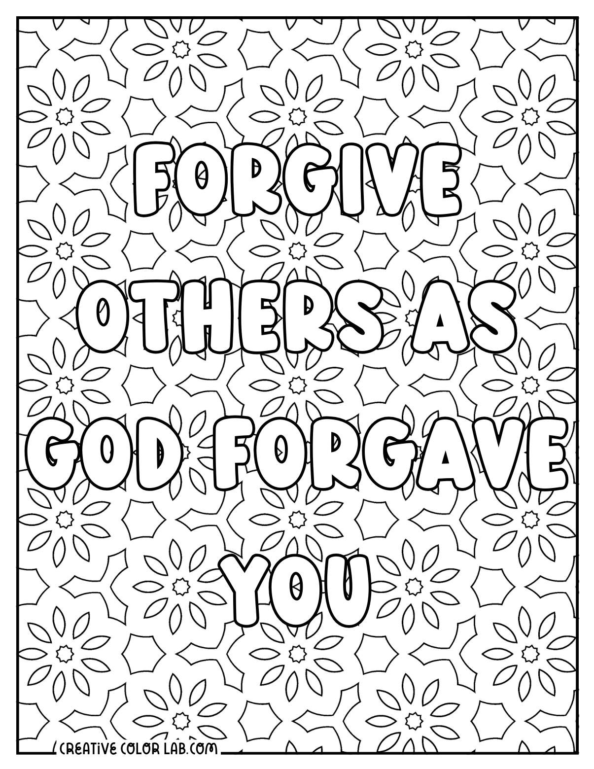 Forgiveness sermon coloring sheet for adults.