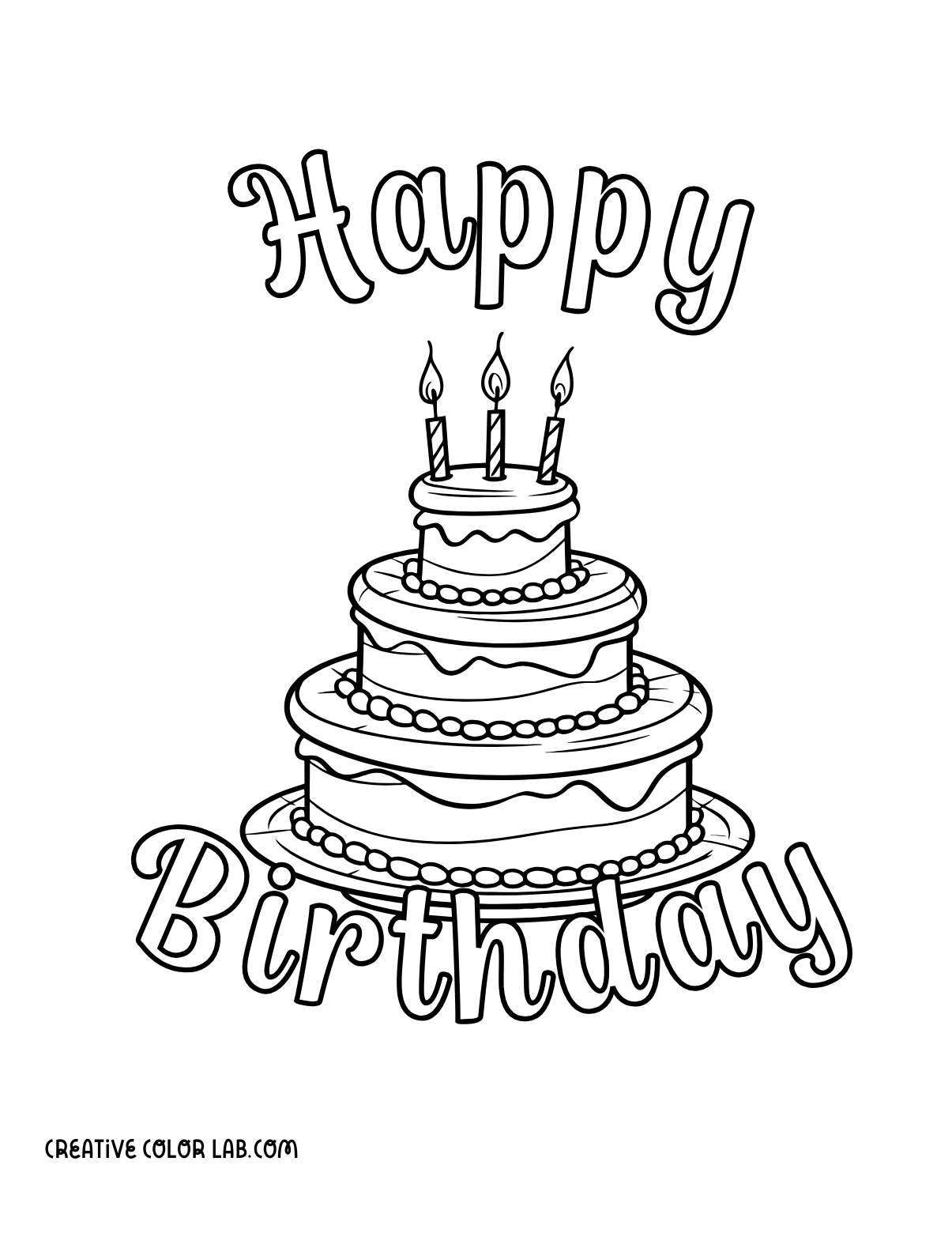 Free printable birthday cake card PDF.