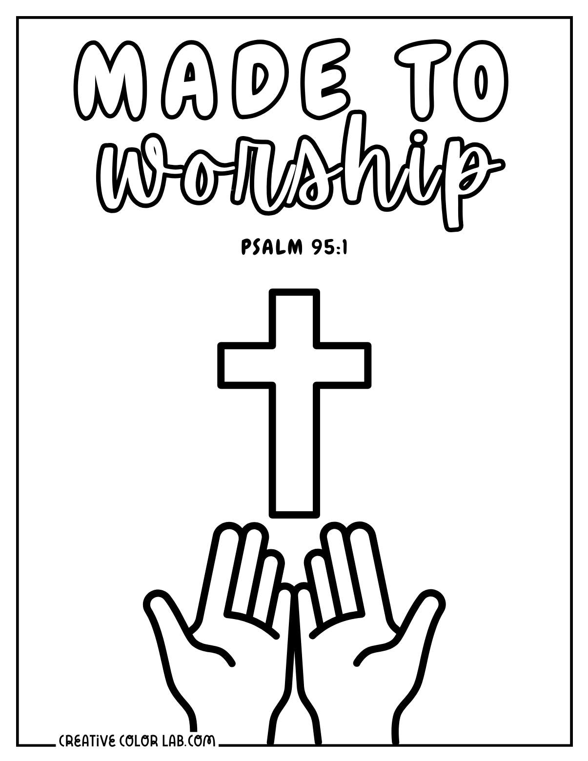 Psalm 95:1 free worship printable PDF to color.
