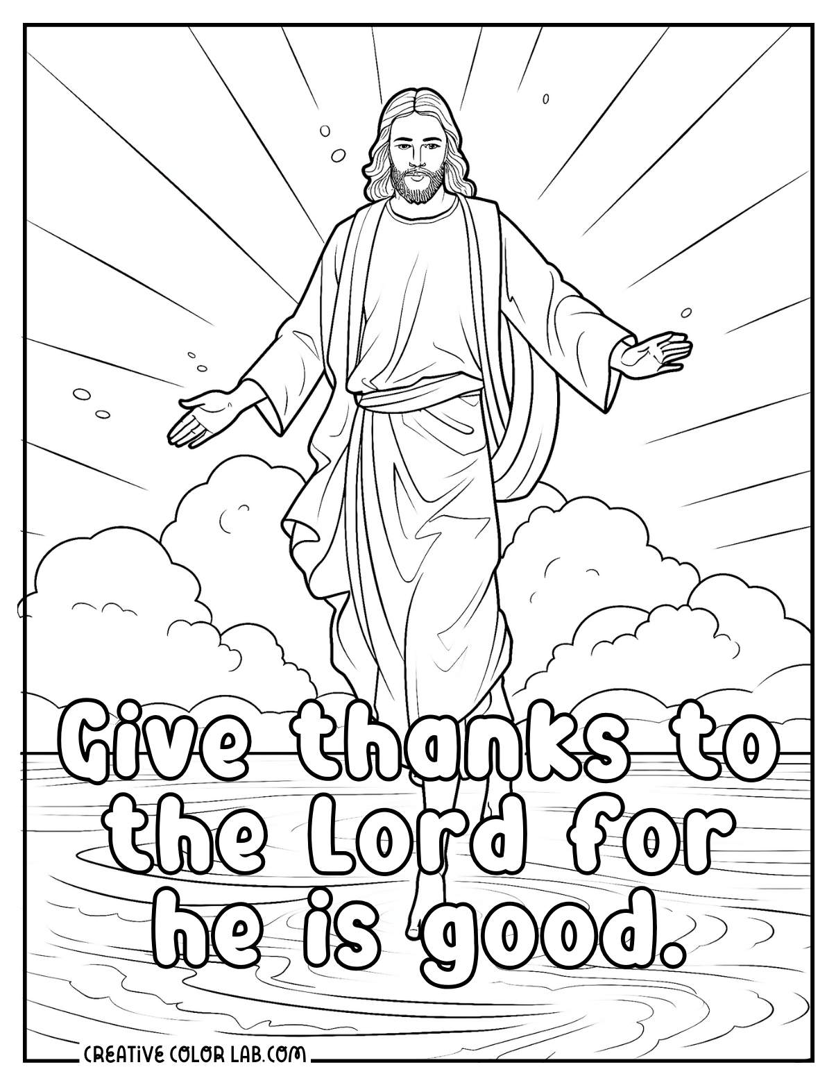 "Give thanks to the lord" coloring sheet for Sunday school lesson.