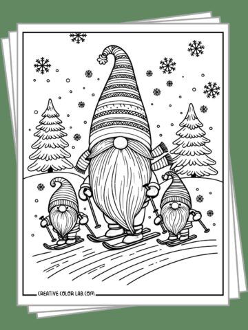 Free Christmas gnome coloring pages to print and color.