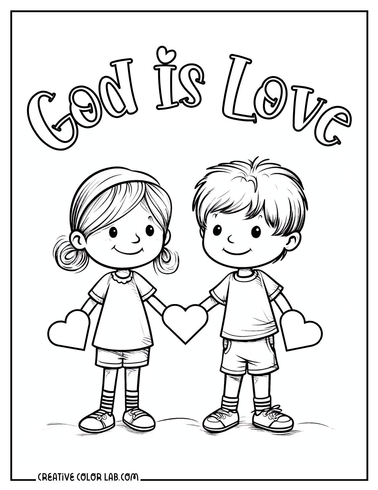 God is love coloring sheet for preschool.