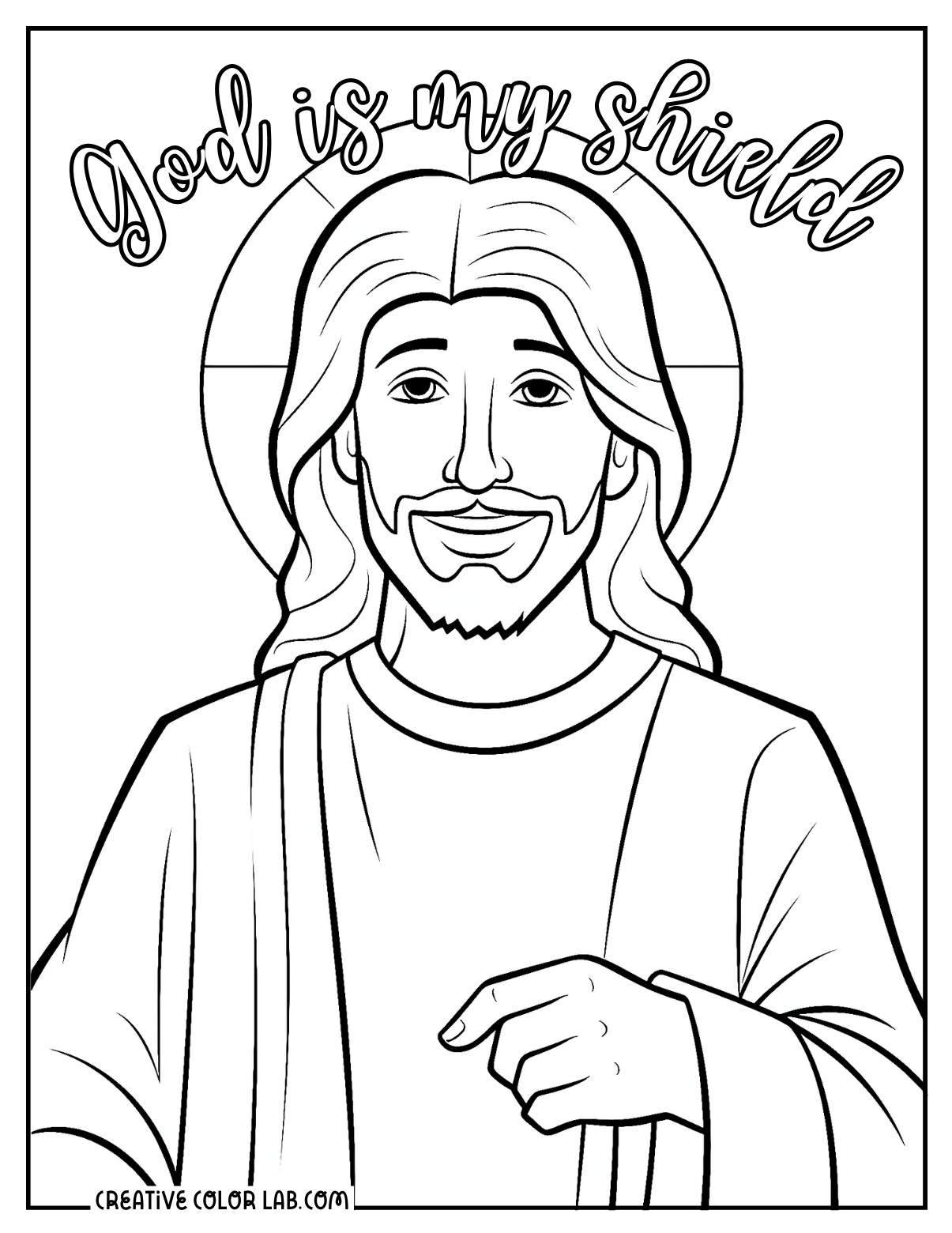 God is my shield Jesus picture to color.