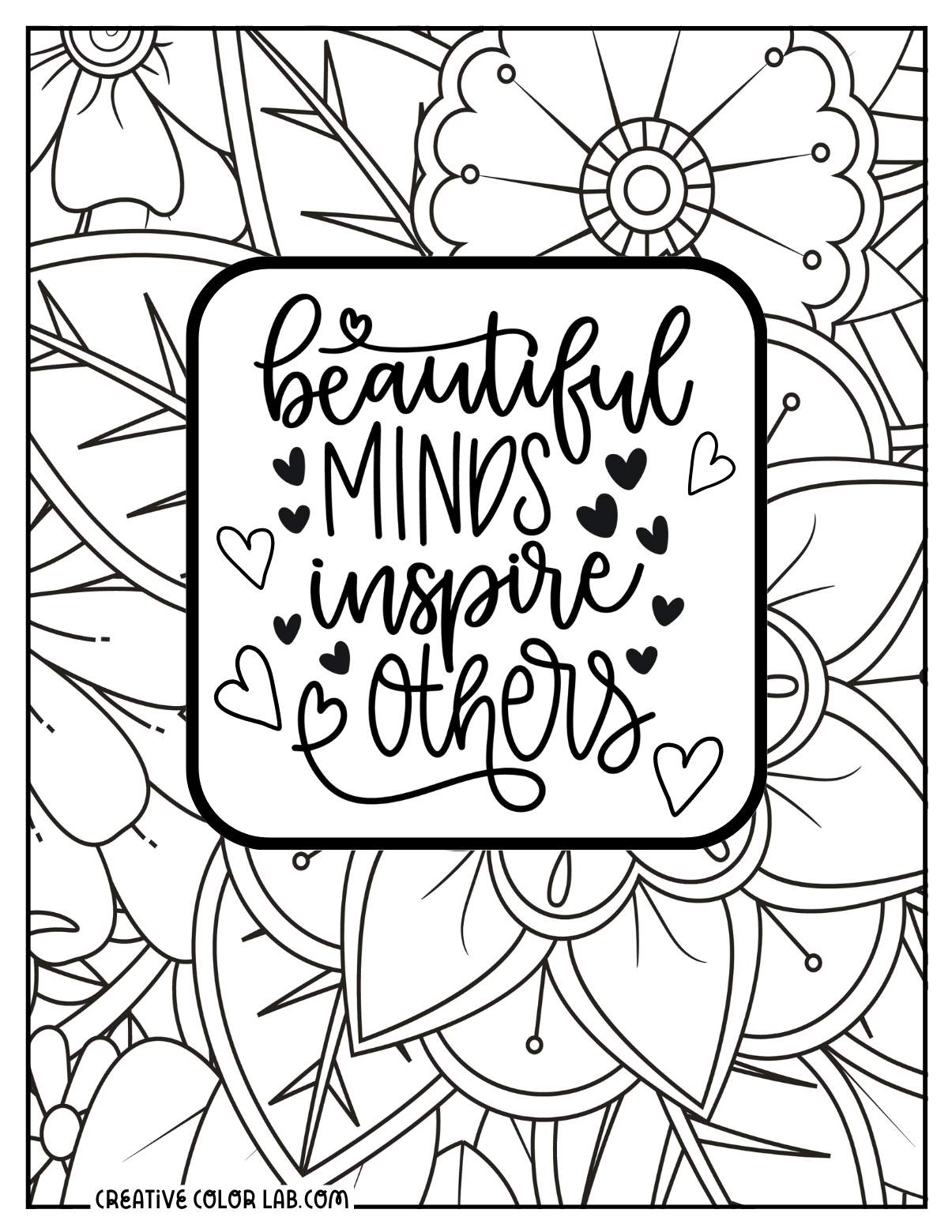 Detailed good mindset coloring page for adults.