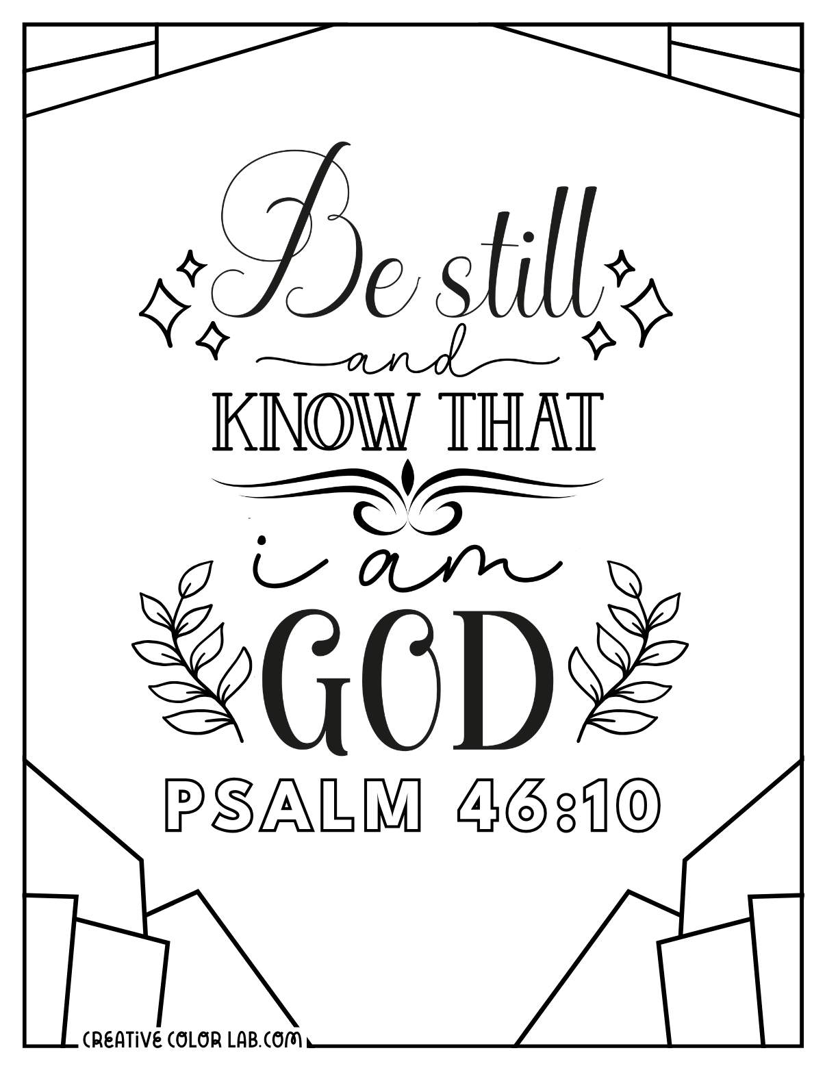 Gospel message coloring page about Psalm 46:10