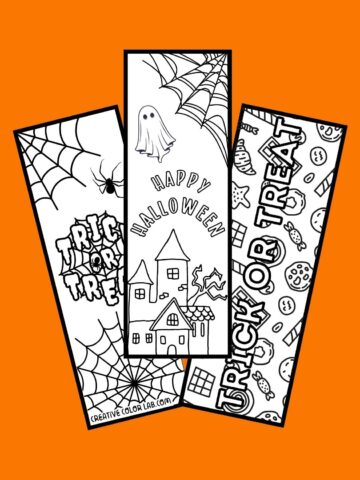 Collection of free printable halloween bookmarks to color.