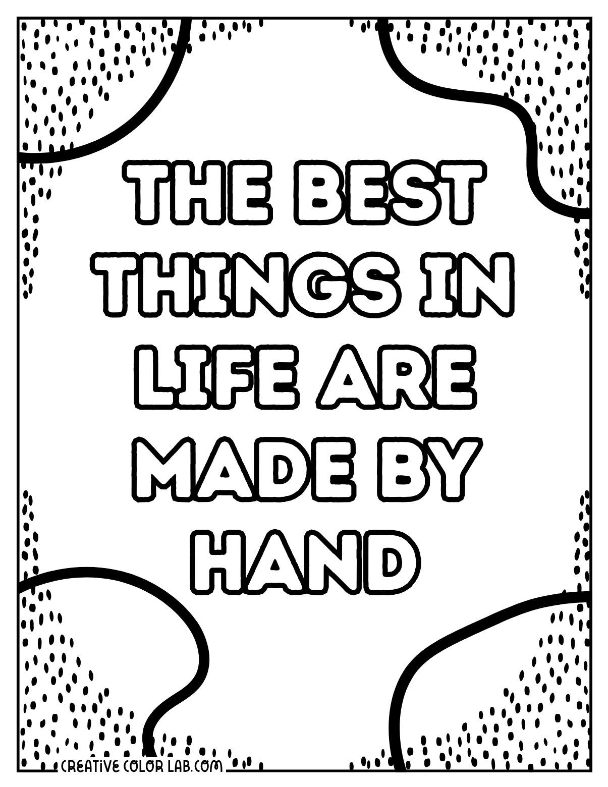 Quote about handicrafts coloring page.