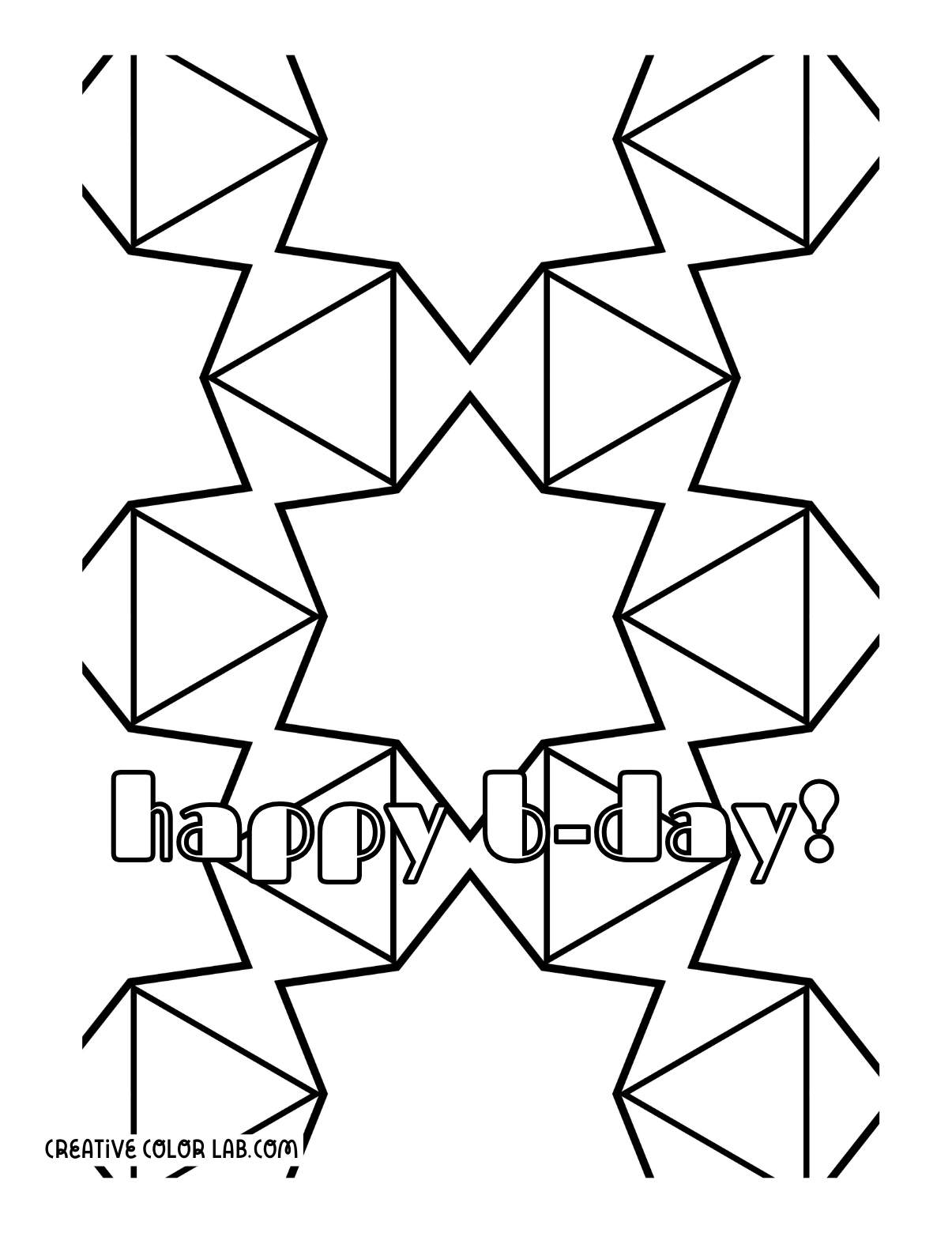 Printable happy bday card to color.