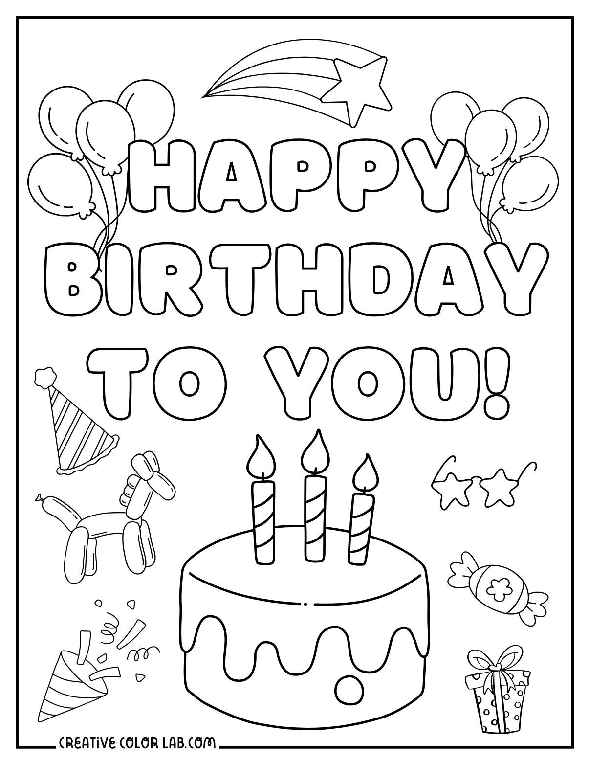 Happy birthday to you doodles to color.