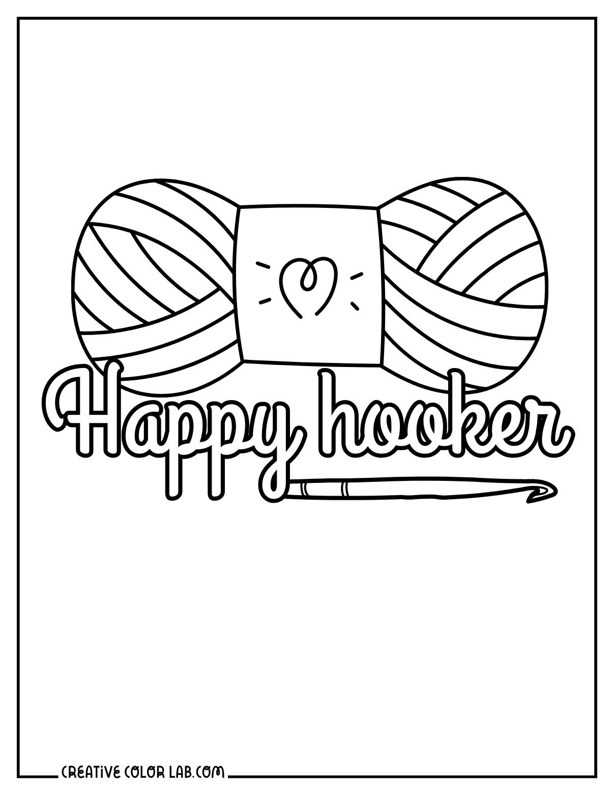 Happy hooker yarn skein outline to color.