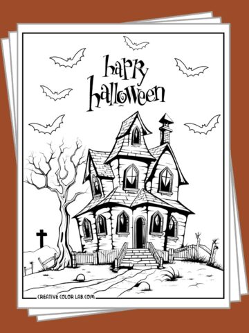 Free printable haunted house coloring pages to print and color.