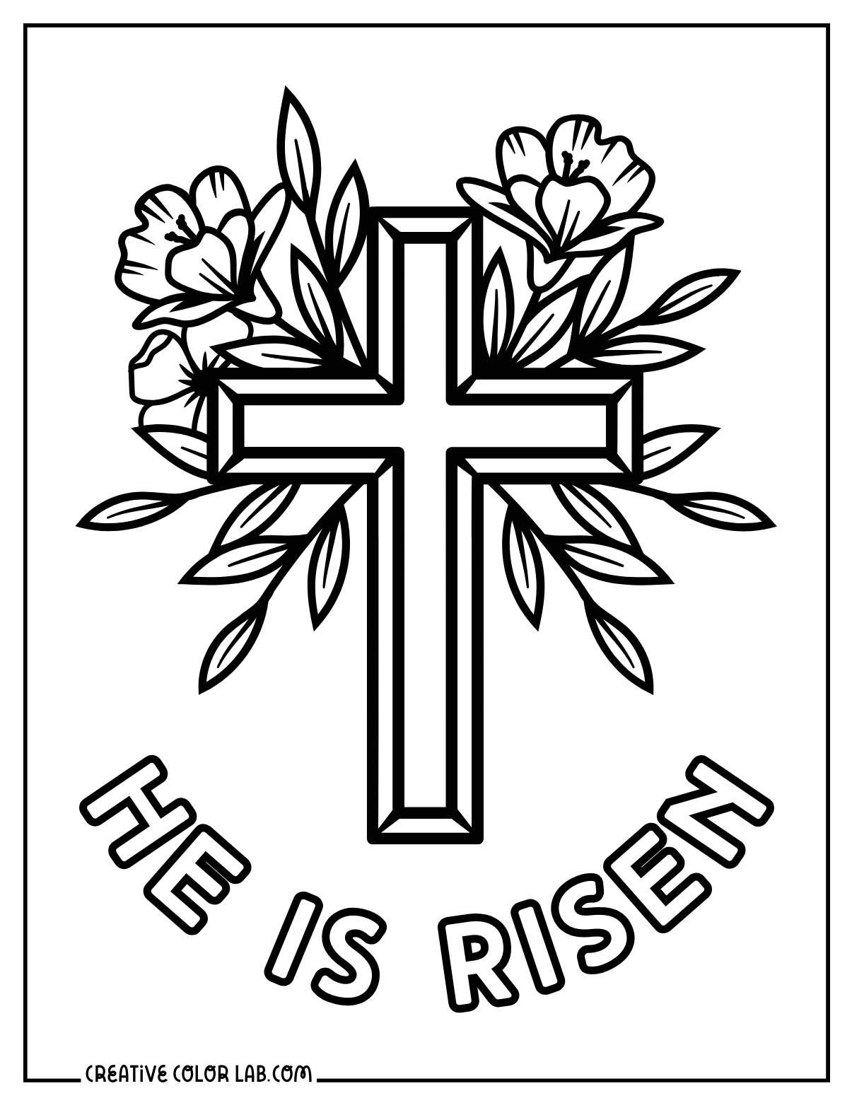 He is risen free easter coloring page.