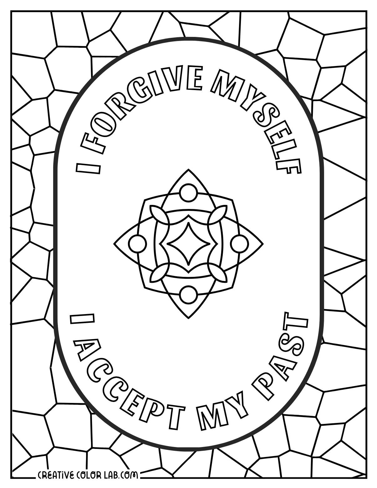 I forgive myself and I accept my past mantra to color for adults.