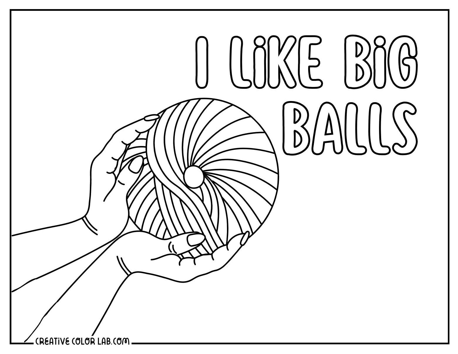 I like big balls crochet pun coloring page.