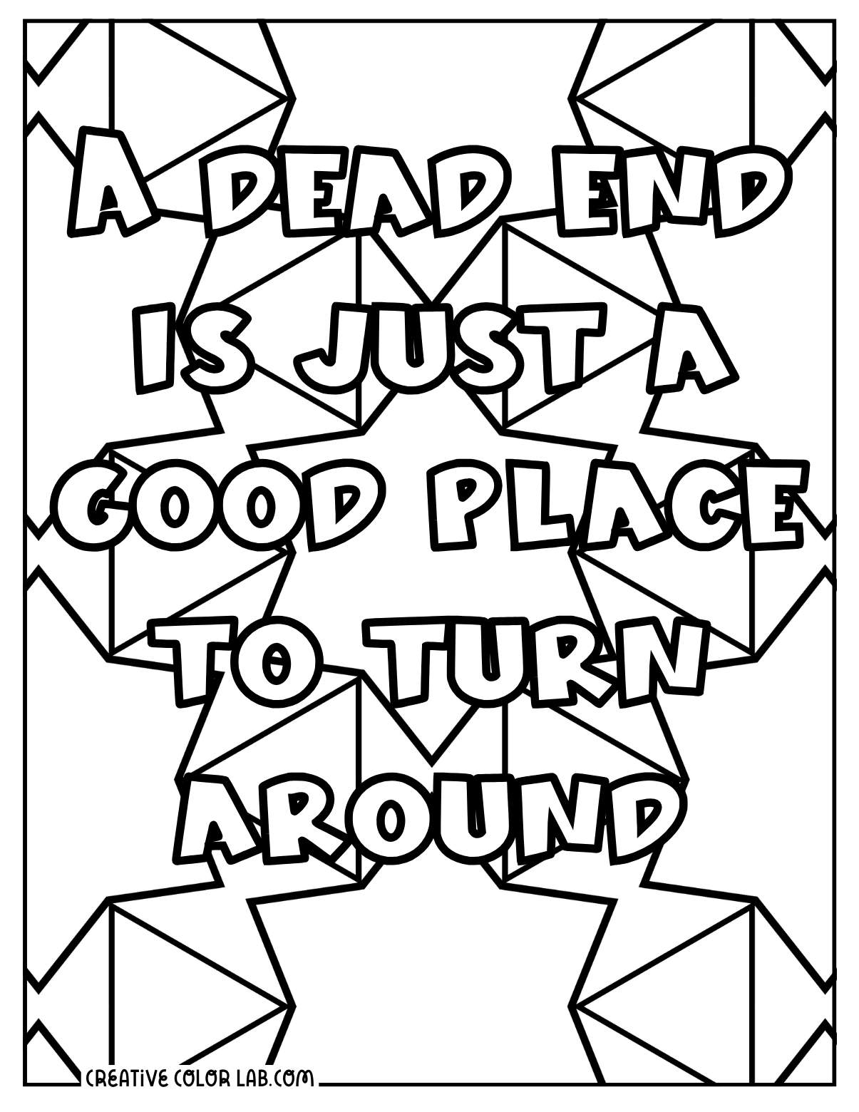 Inspiring quote mosaic coloring page.