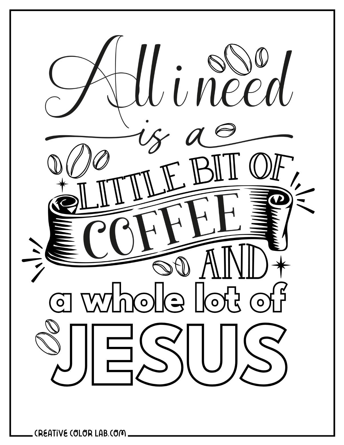 Jesus and coffee quote coloring page.