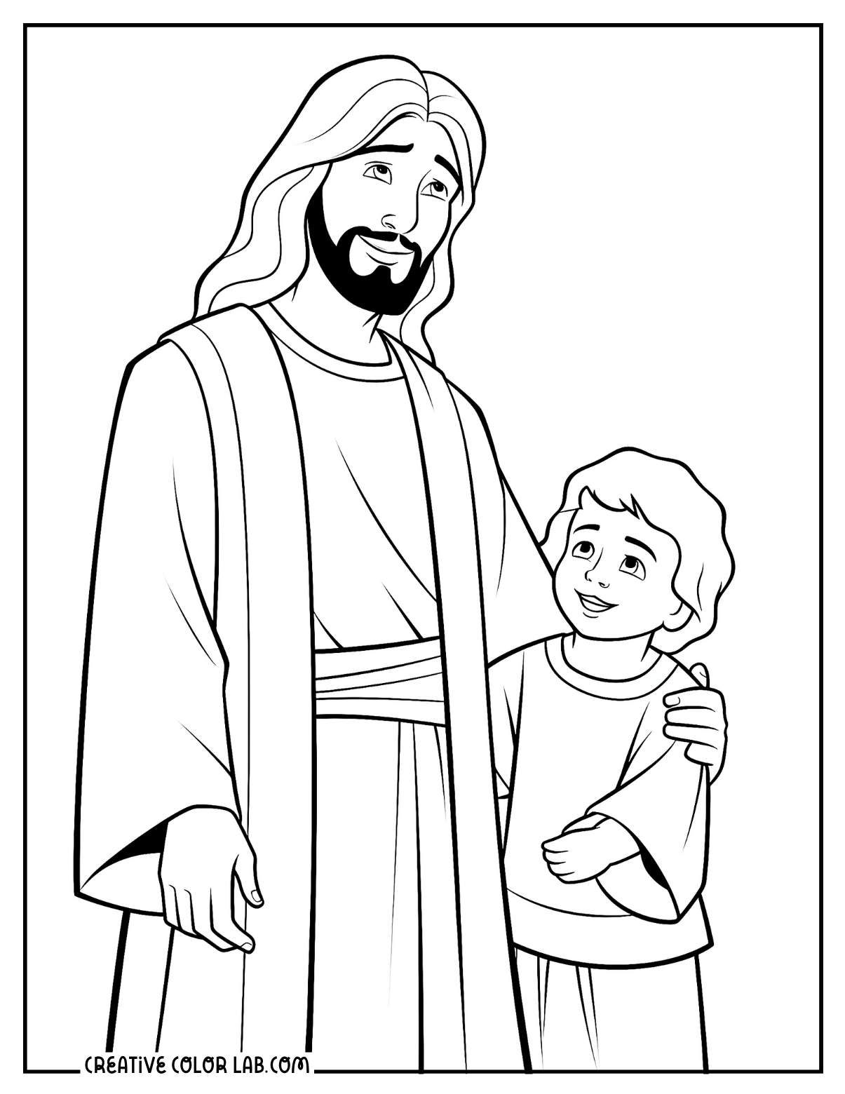 Jesus and Lazarus of Bethany coloring page for kids.