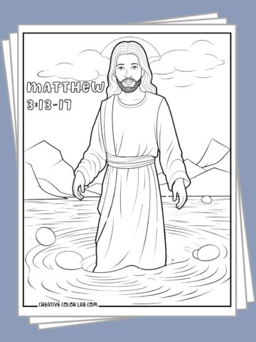 Free printable Jesus baptism coloring pages.