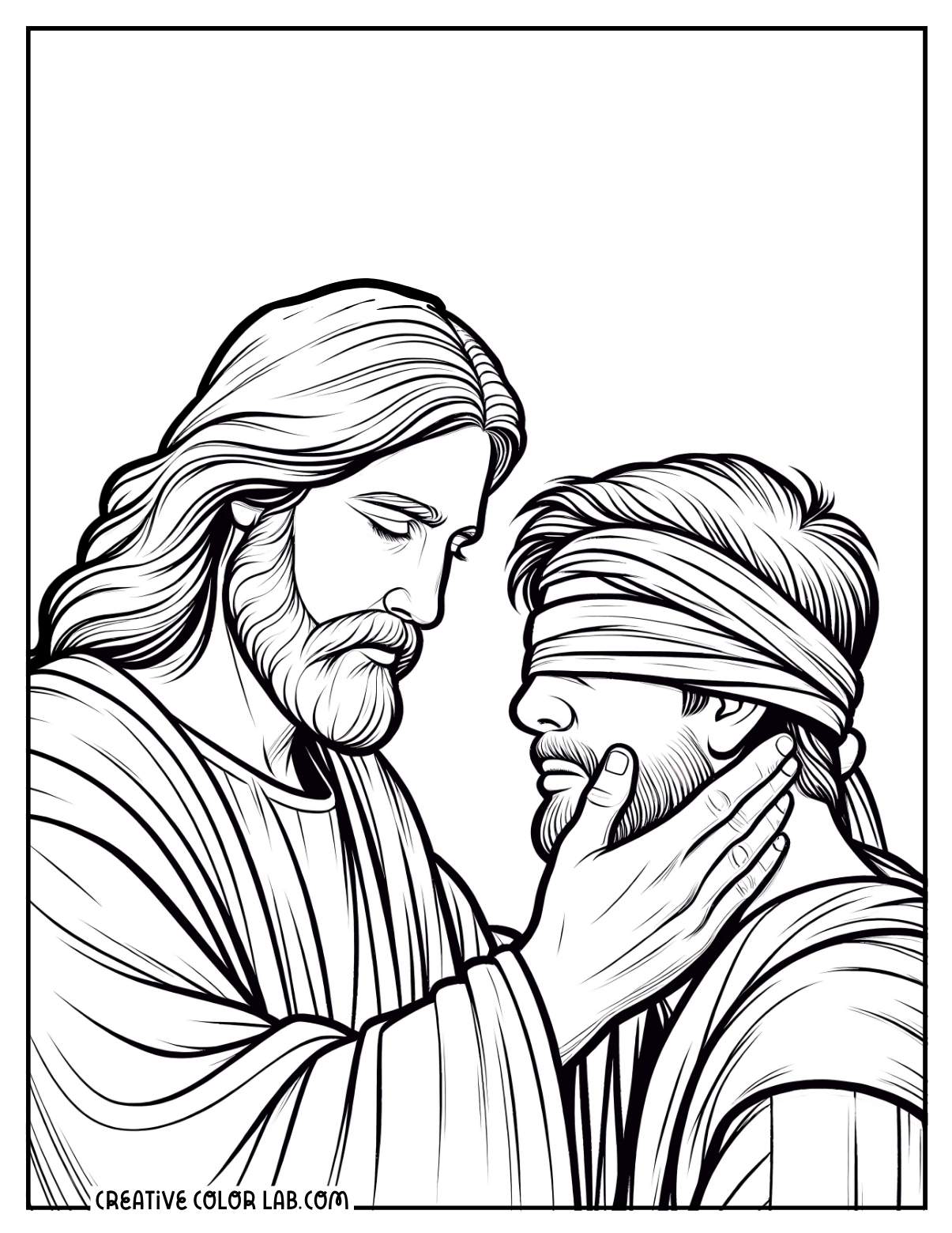 Jesus healing the blind picture to color.