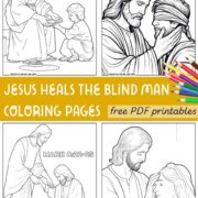 Collection of Jesus heals the blind man coloring pages to download.
