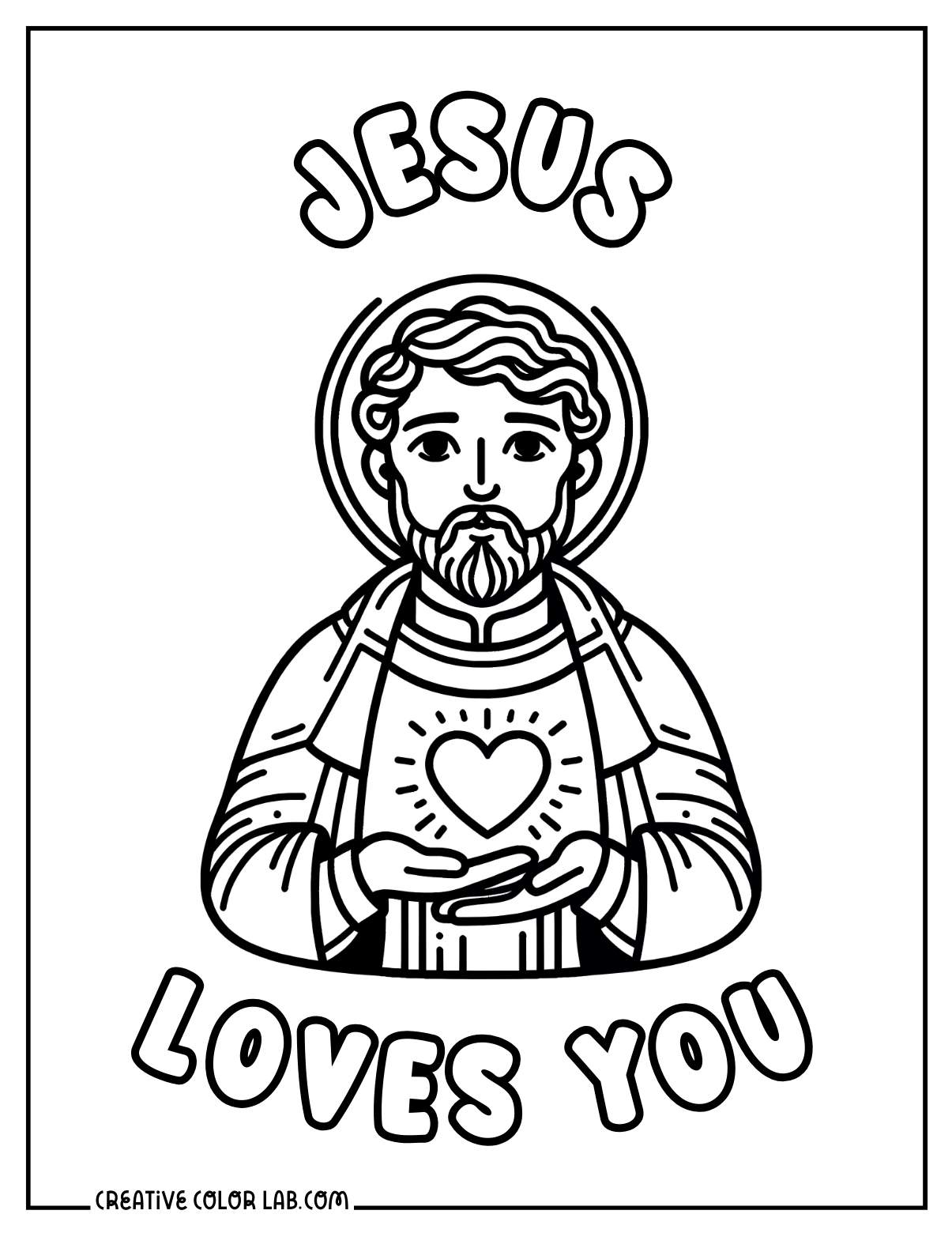 Saint Valentine "Jesus Loves You" coloring page.