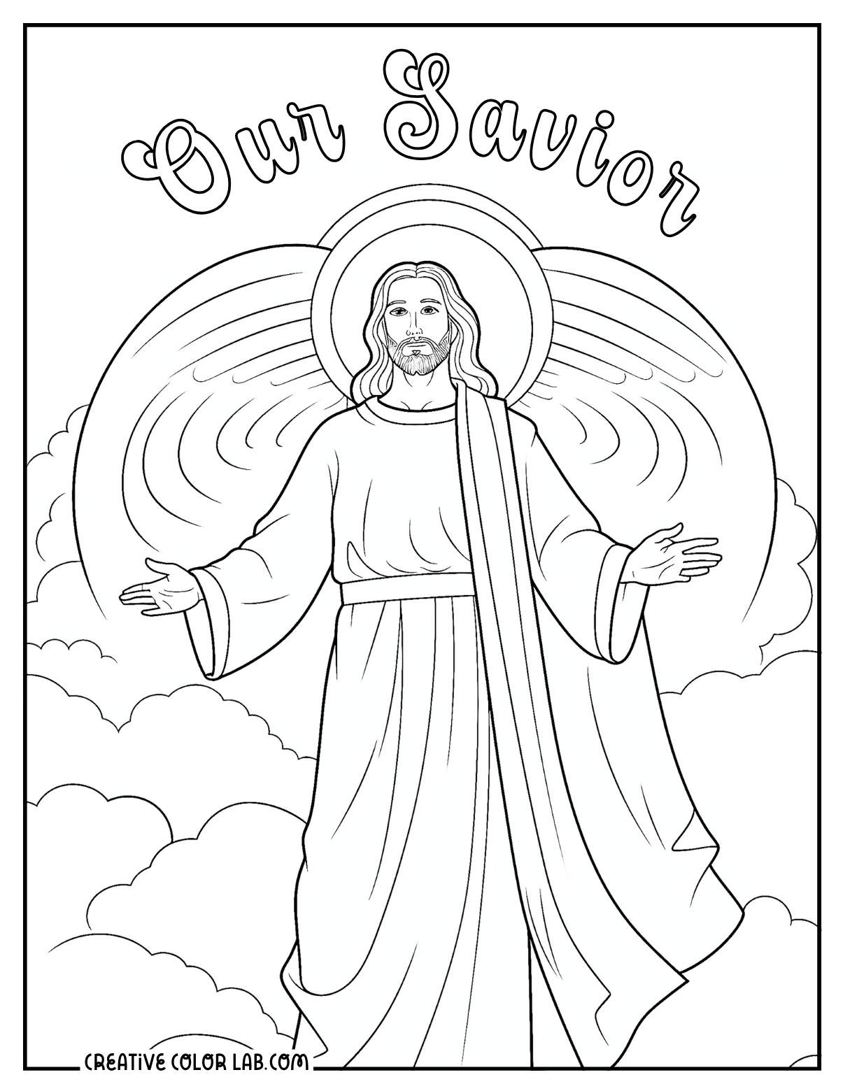 Jesus our savior coloring page for kids.