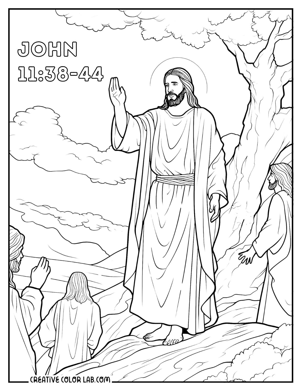 John 11:38-44 Lazarus coloring page.