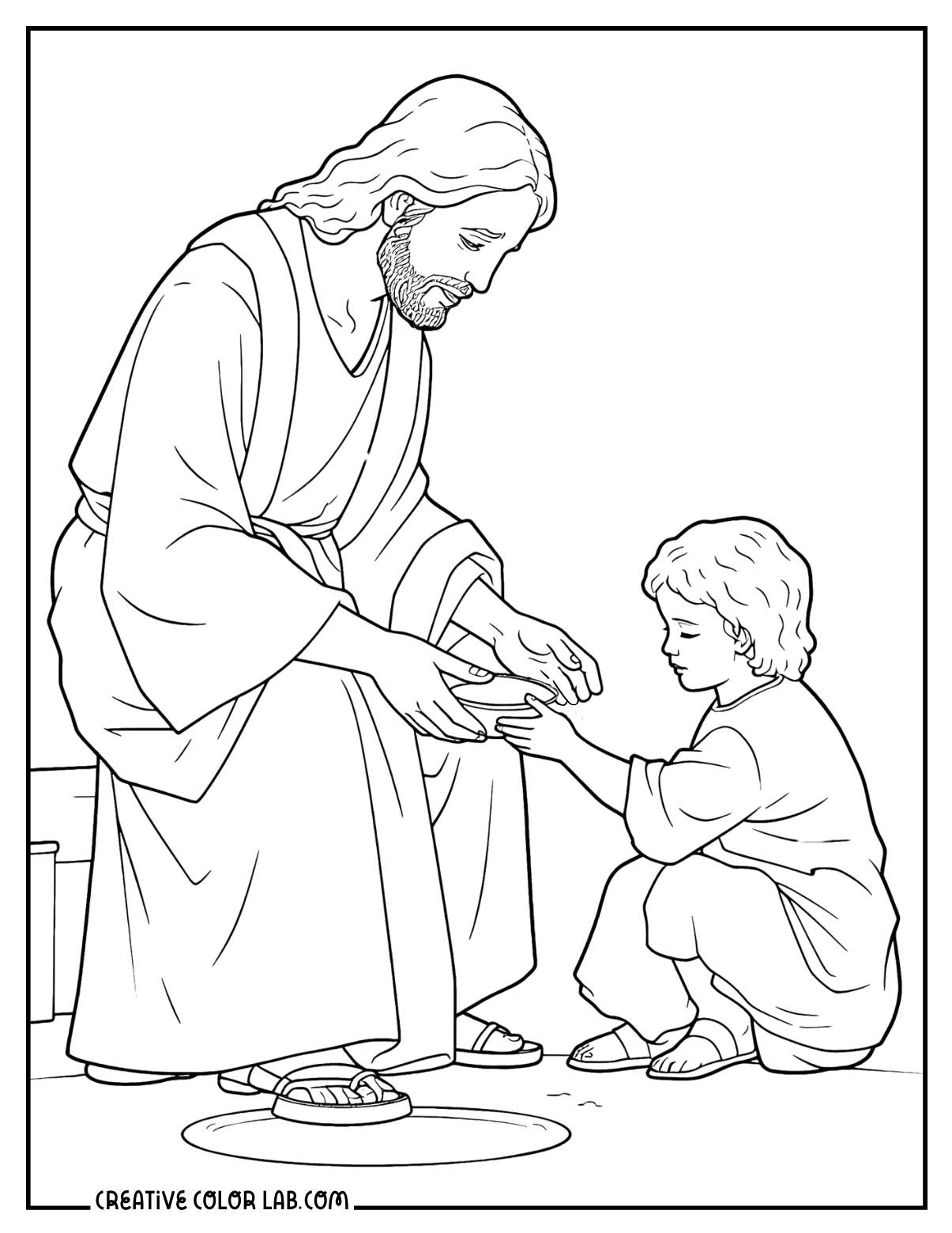 John 9 gospel about healing coloring page.