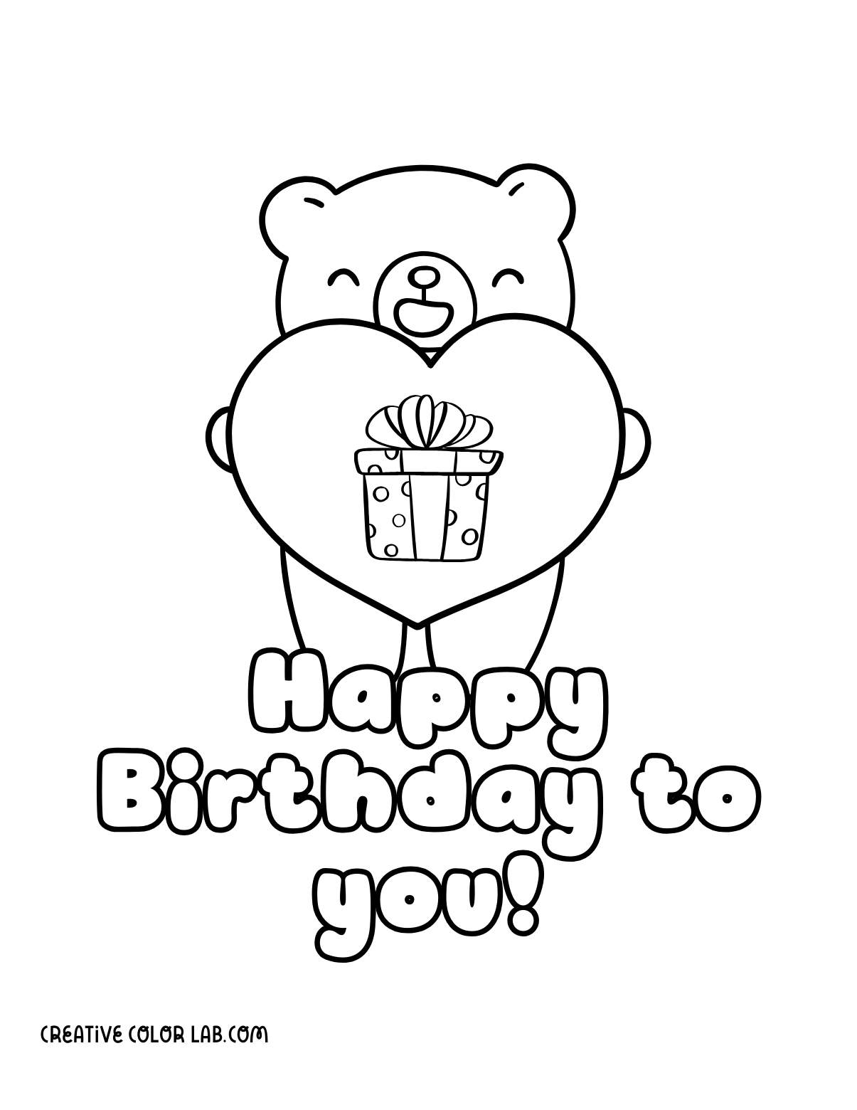 Kawaii birthday card of a bear.