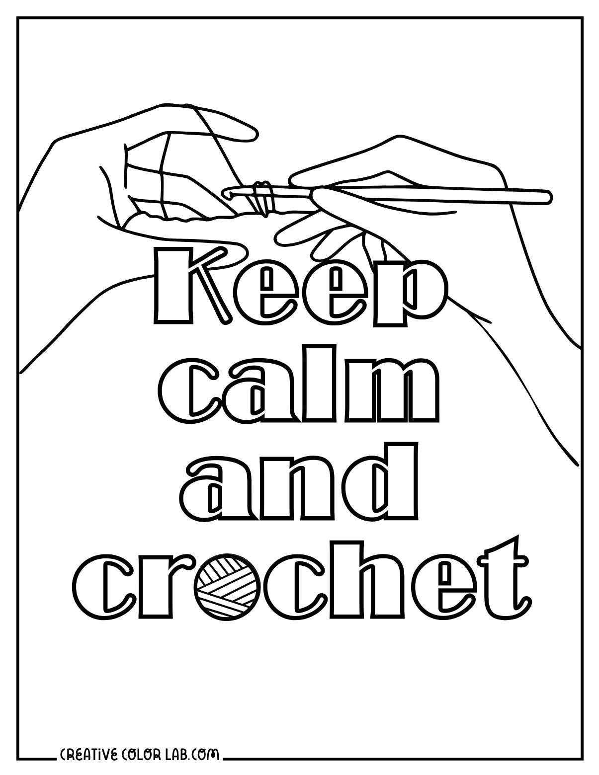 Keep calm and crochet coloring page.