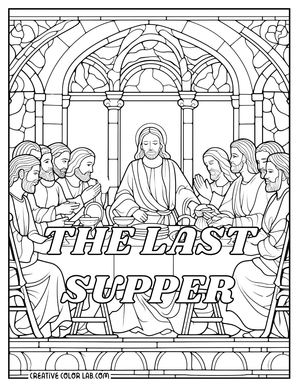 Matthew 26: 17-30 or the Last Supper coloring page.