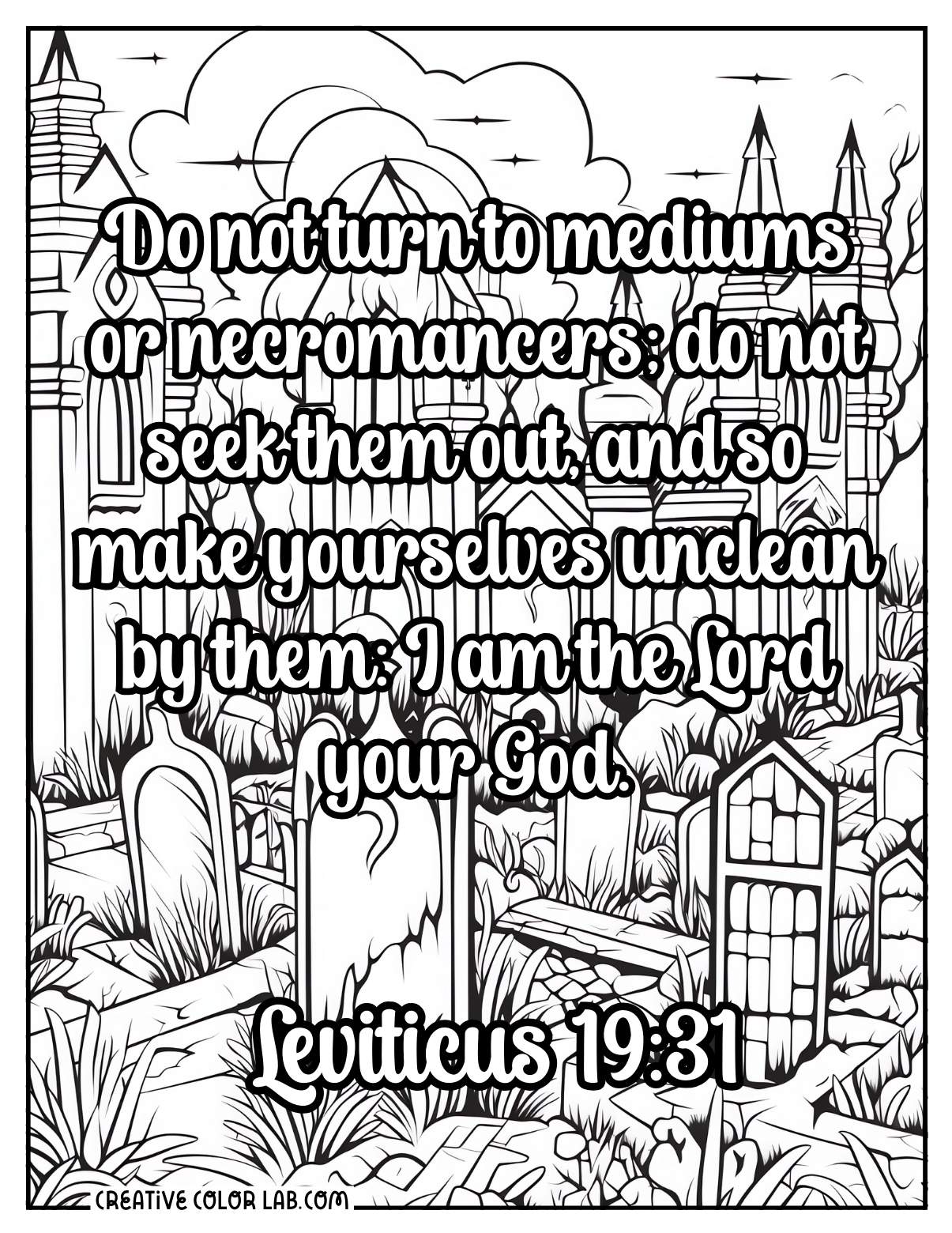 Leviticus 19:31 Christian coloring page for halloween.