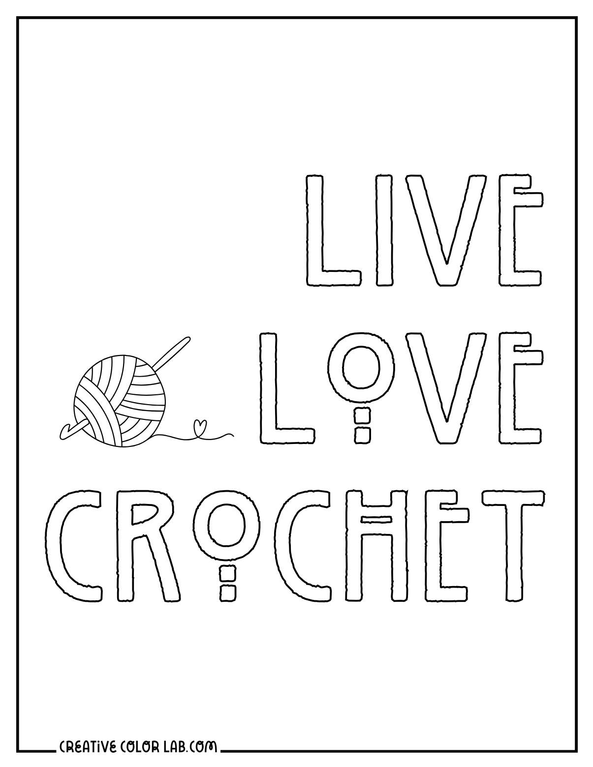 Live love crochet drawing to color in.