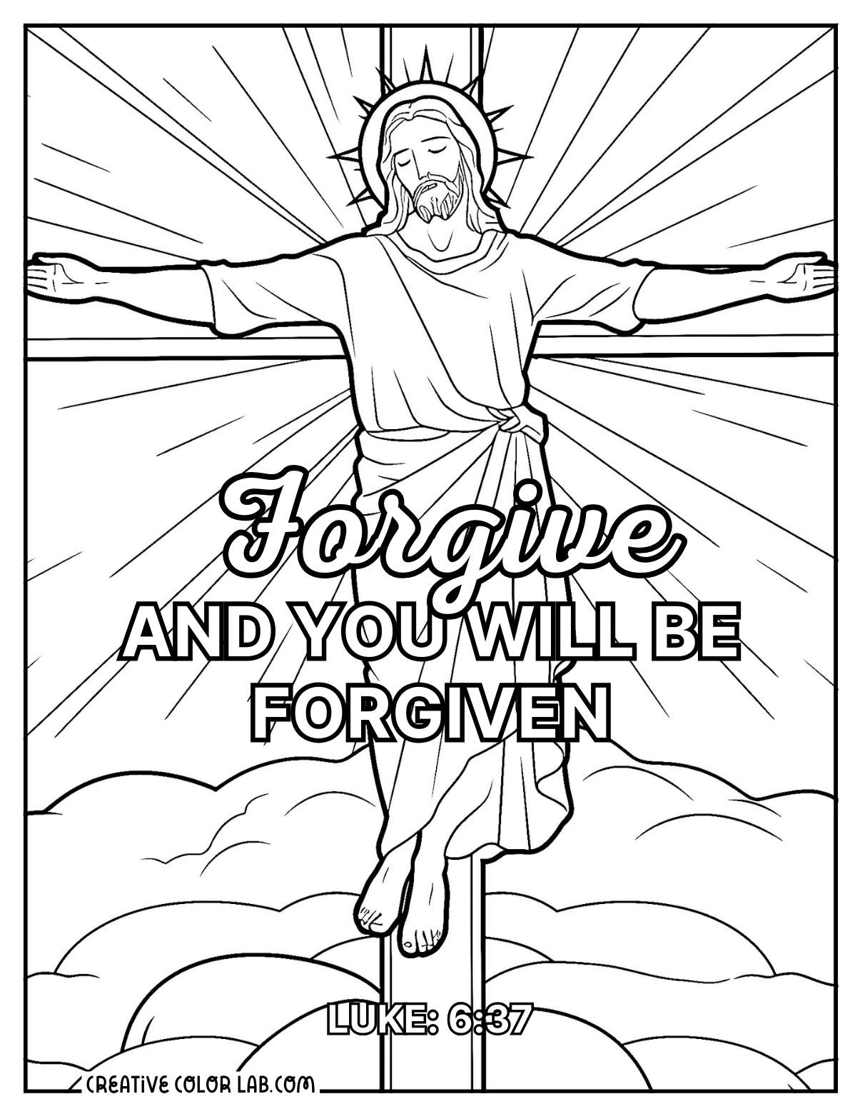 Luke 6:37 easter coloring page about forgiveness.