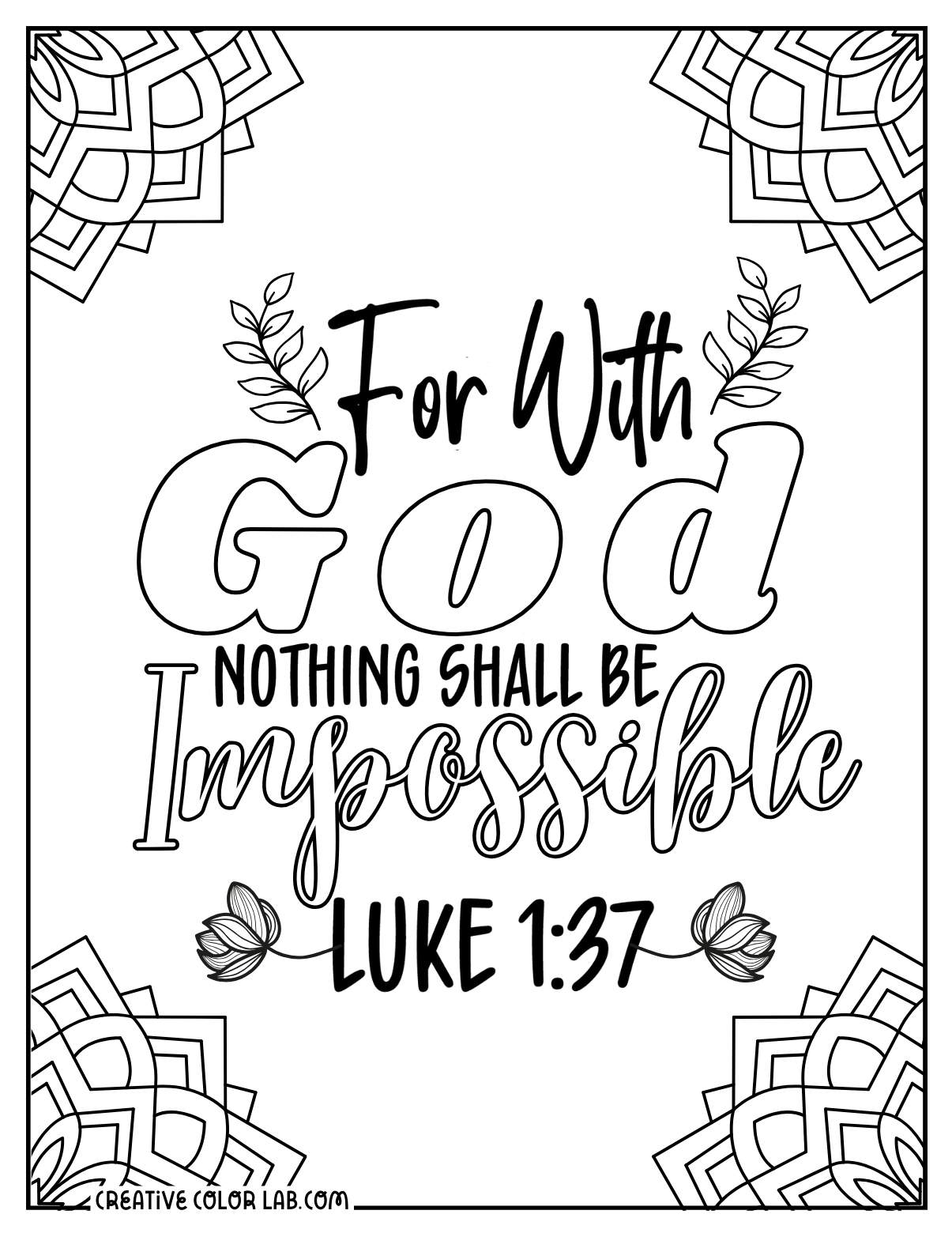 Luke 1:17 bible verse for teens mandala to color.