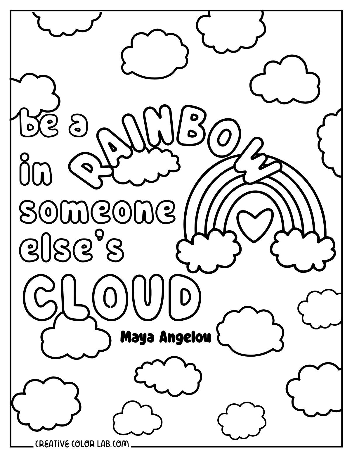 Maya Angelou quote about kindness PDF to color.