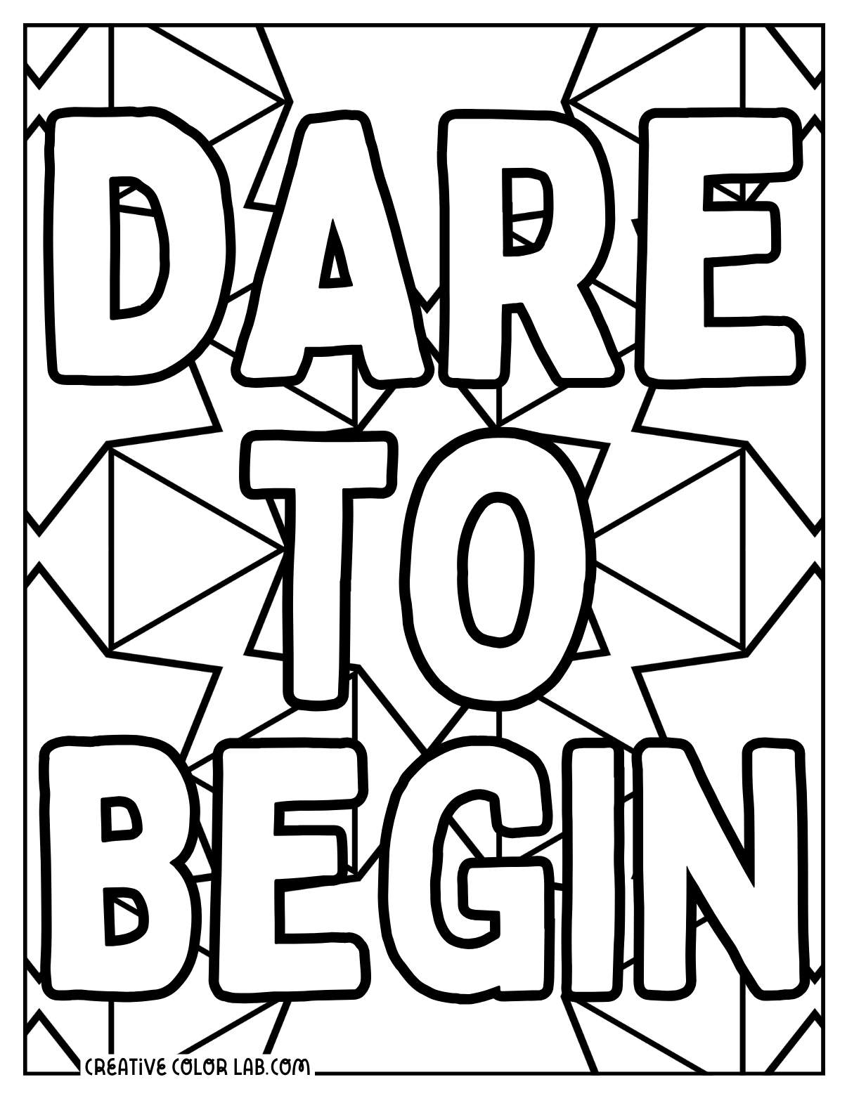 Motivational mosaic coloring page for kids.