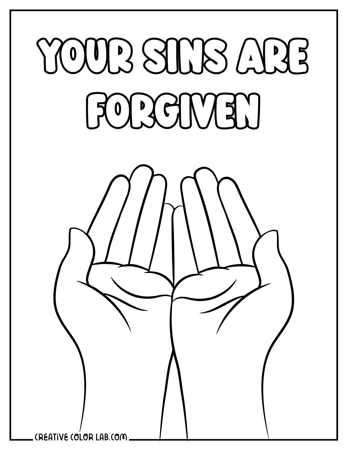 Need of forgiveness hands outline to color.