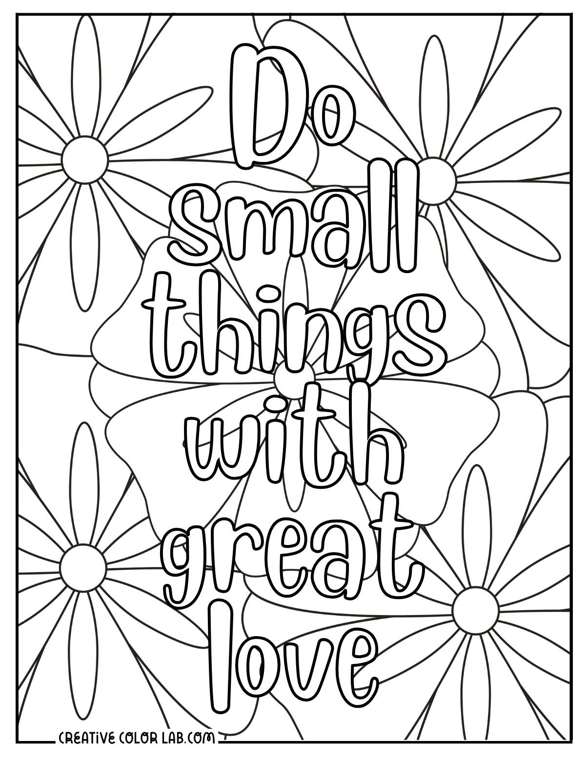 Optimistic simple coloring page for adults.