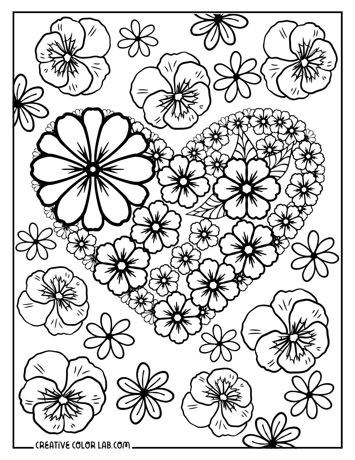Detailed Painsies coloring page for adults.