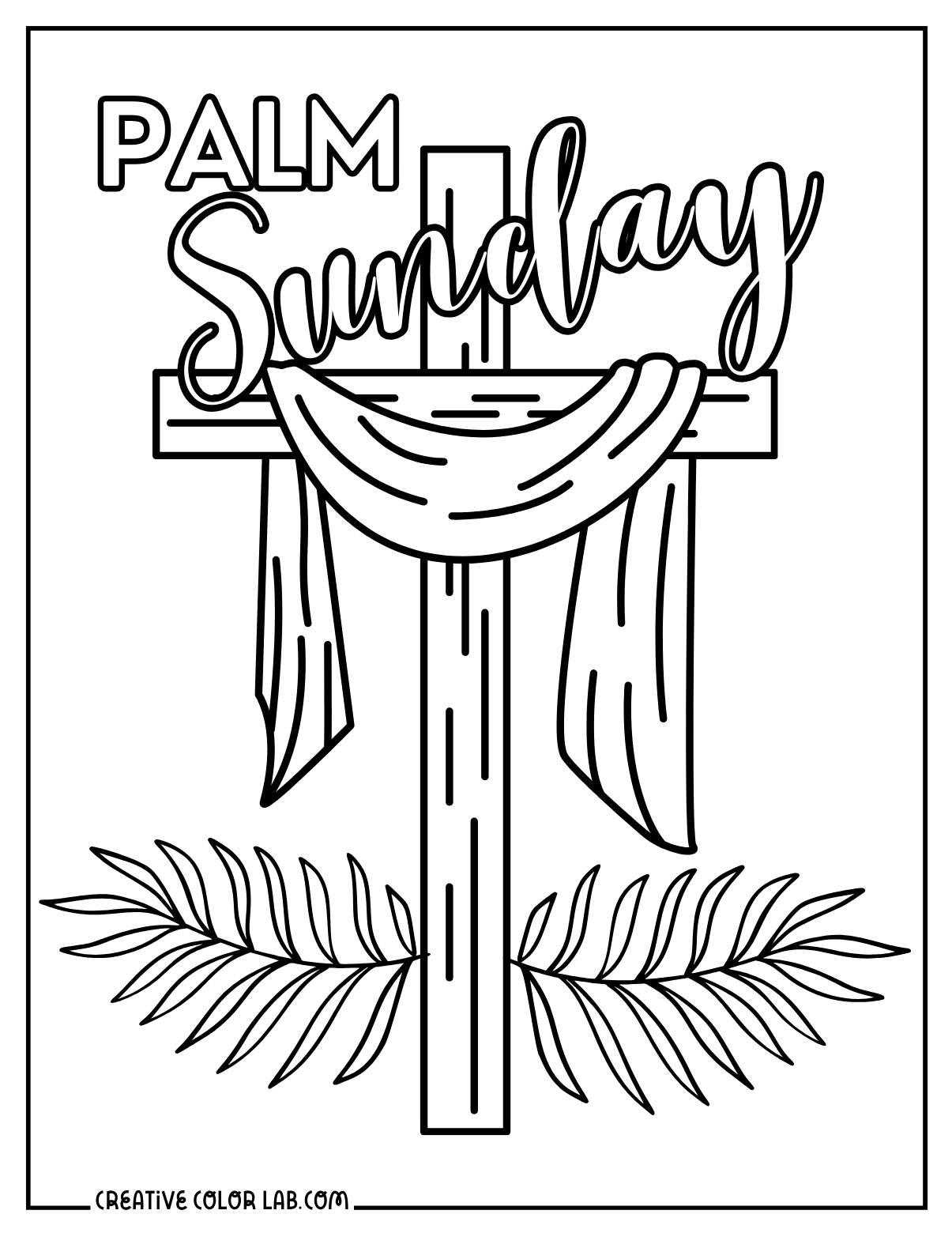 Palm Sunday on Lent season coloring page.