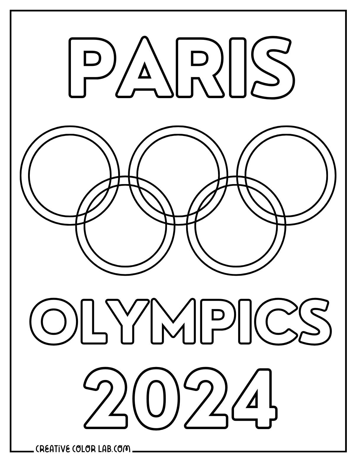 Paris 2024 olympic rings outline to color.