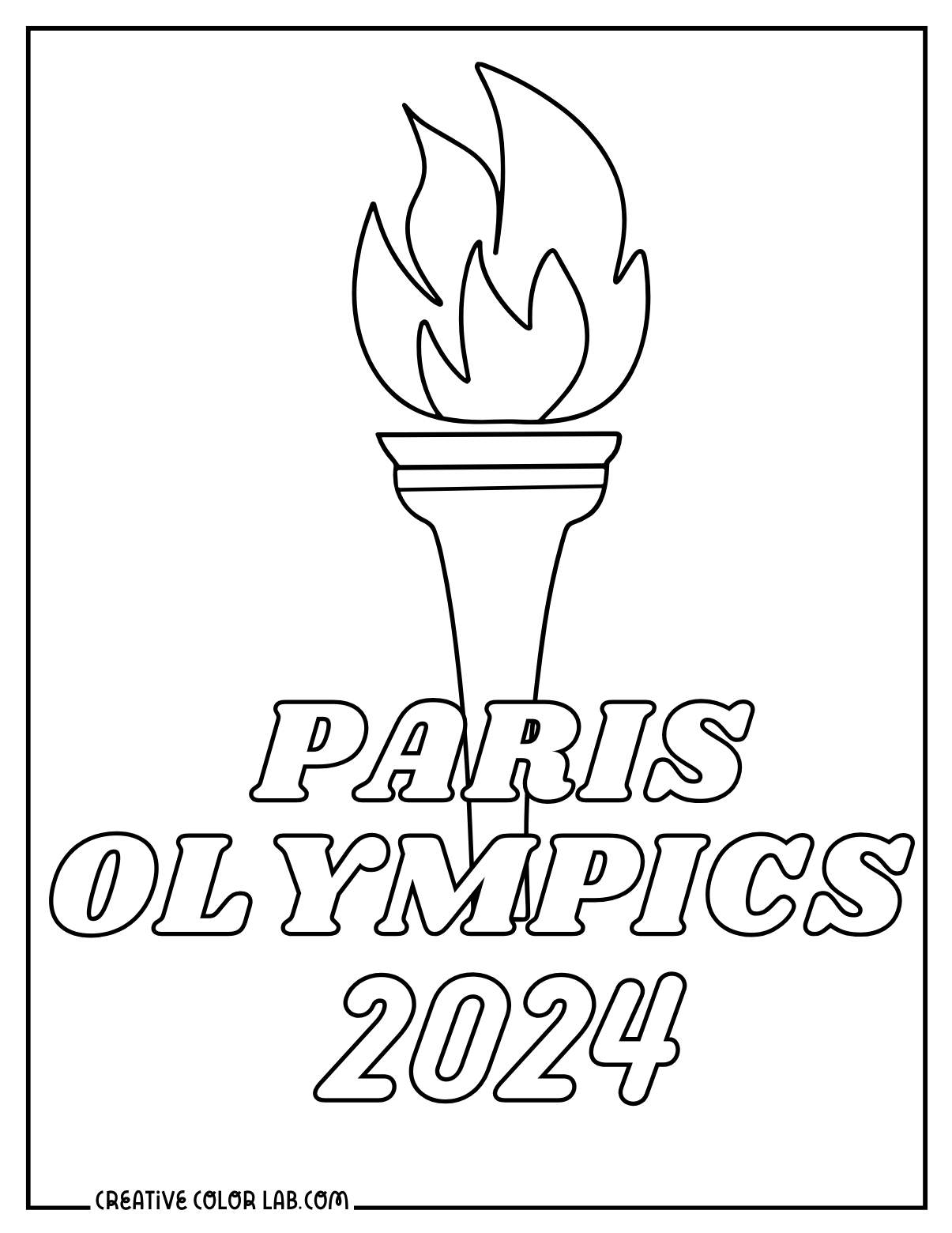Paris olympics 2024 torch coloring sheet.