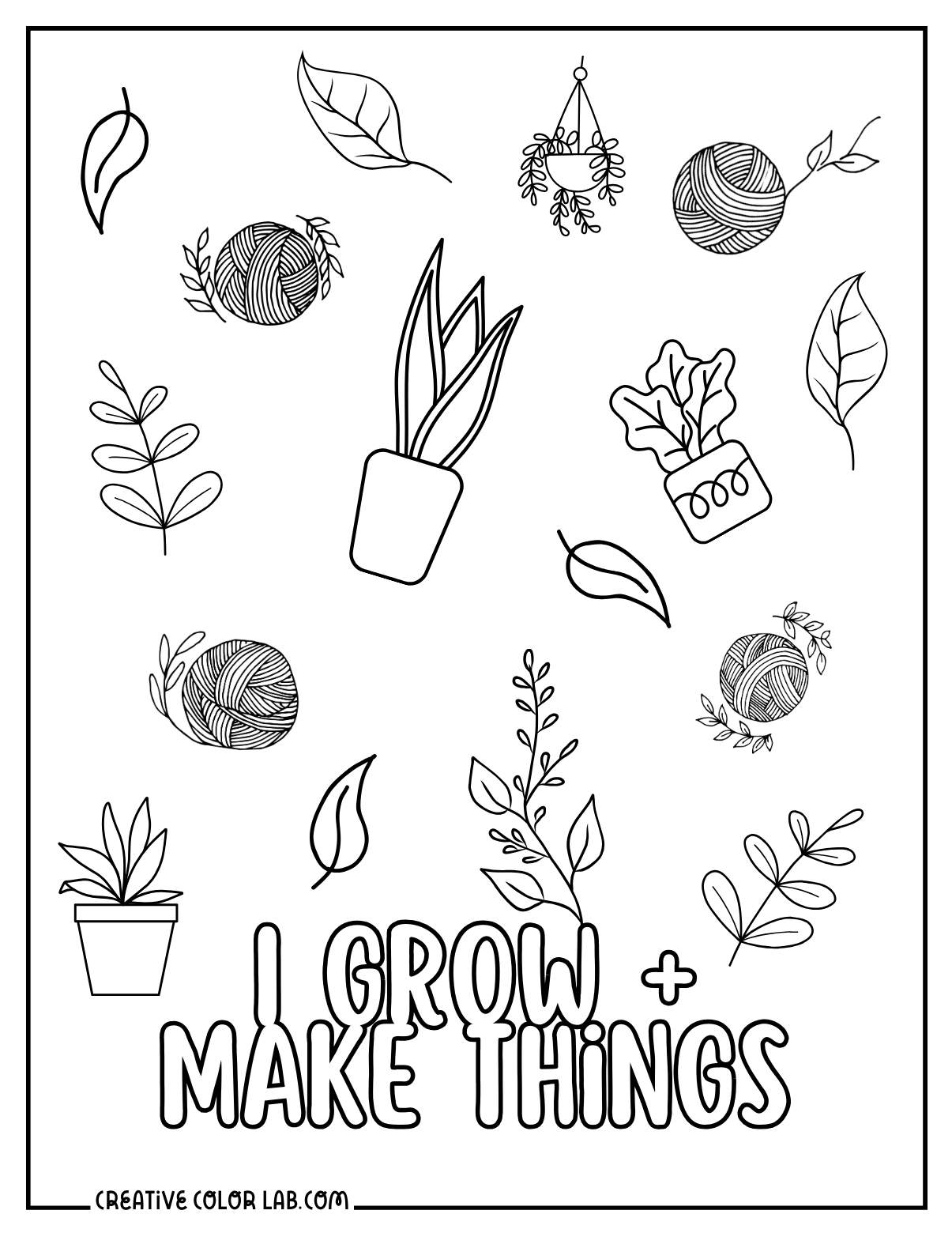 Plants and yarn coloring sheet.