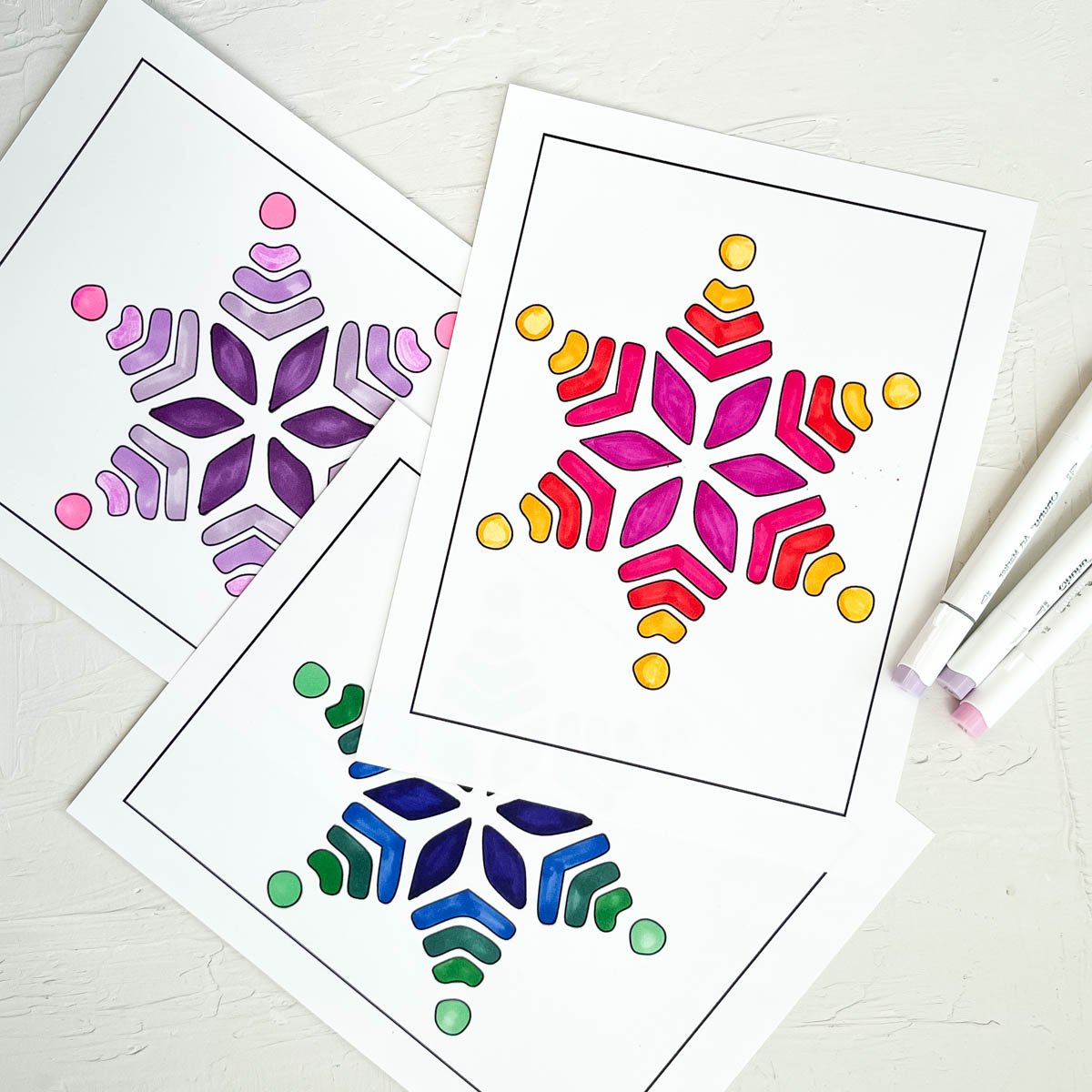 Fun coloring pages for kids that vibrant show snowflakes.