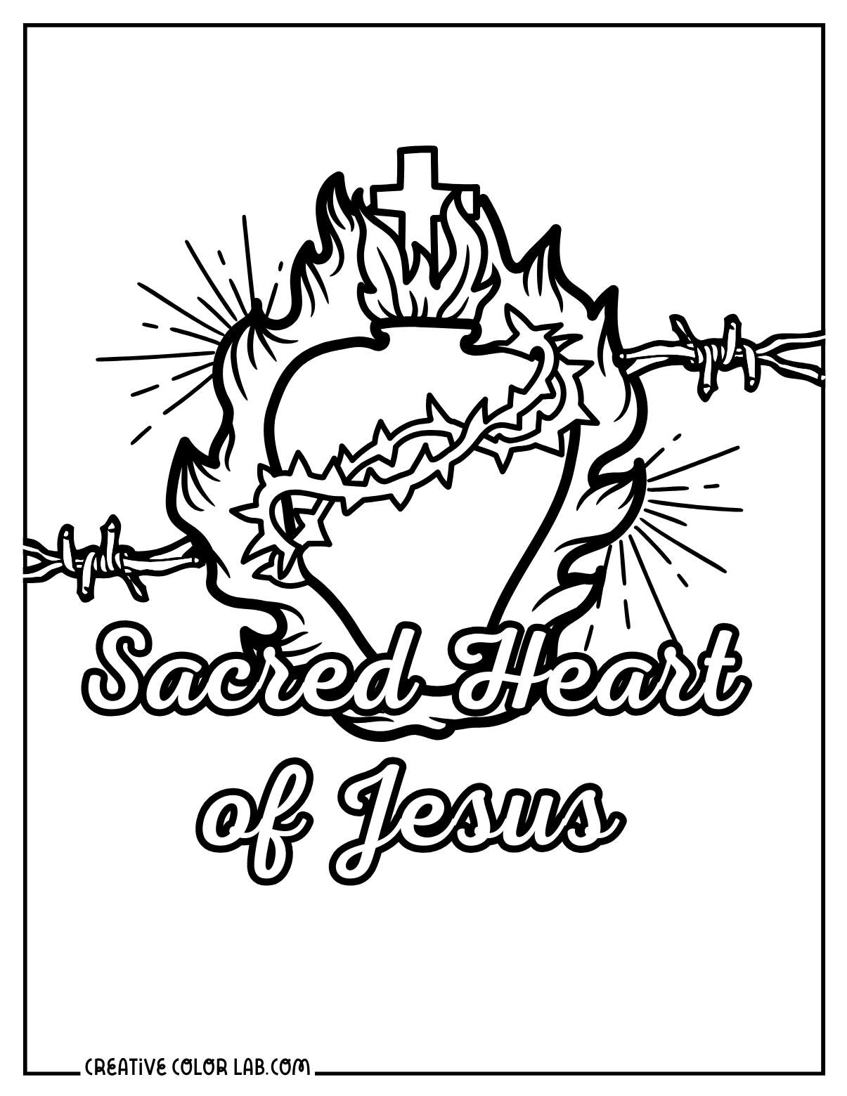 Sacred heart of Jesus coloring page.