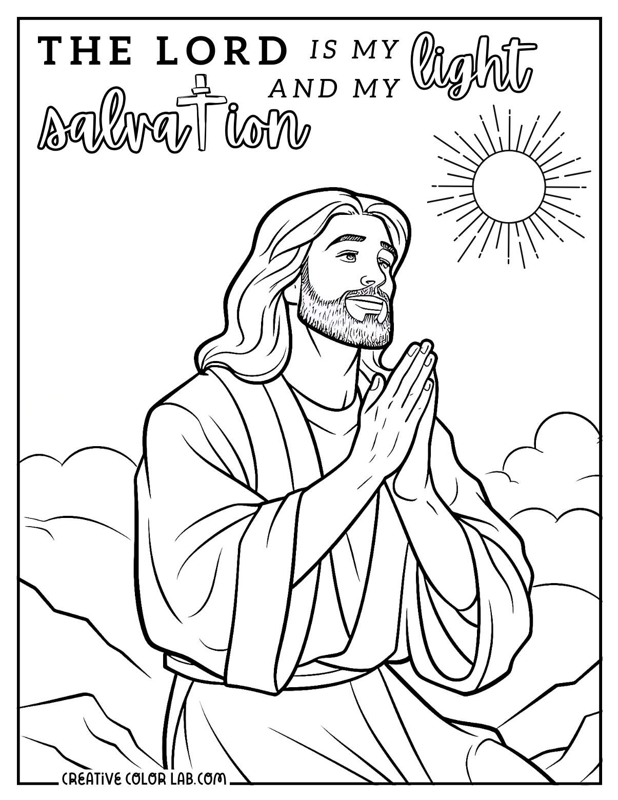 Salvation prayer coloring page of Jesus.