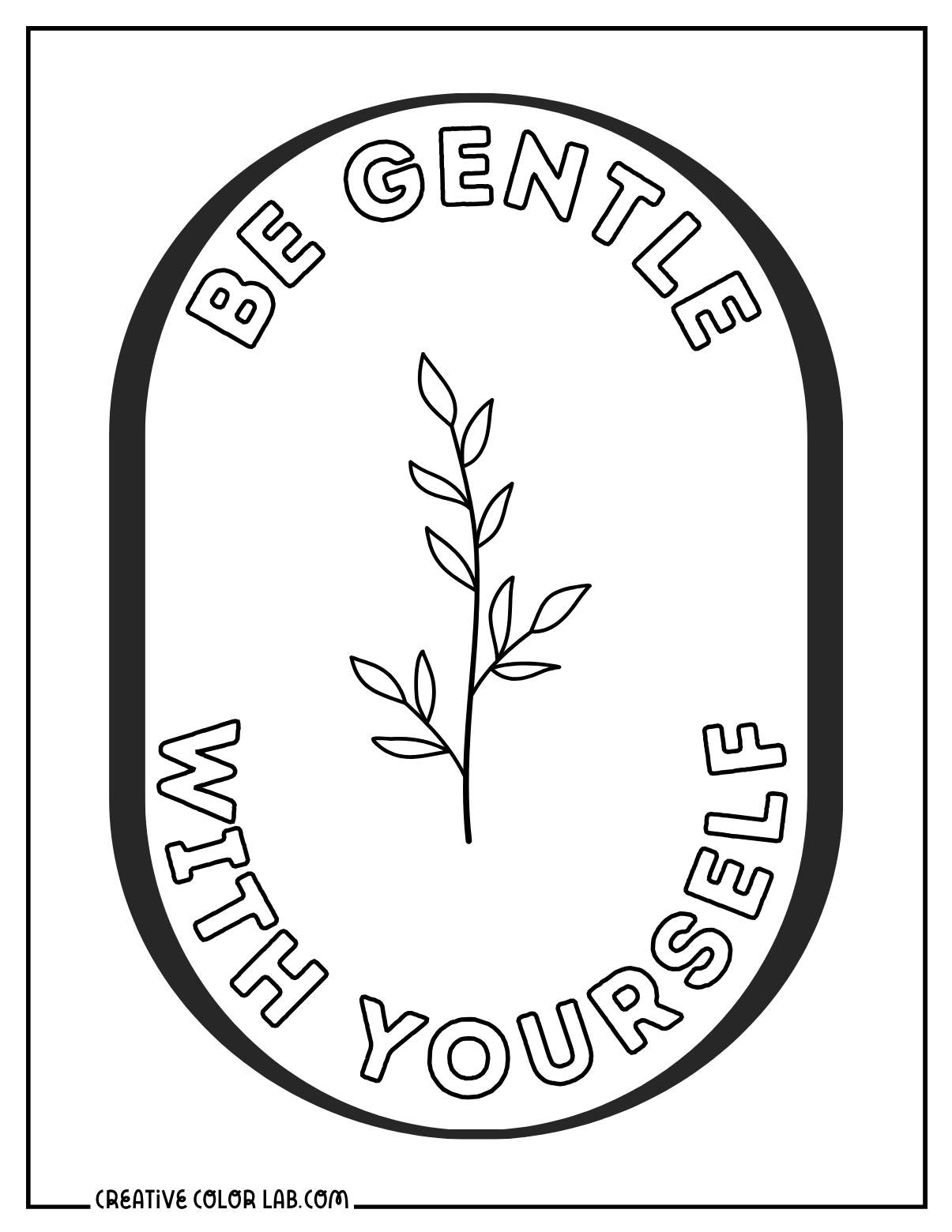 Simple self care coloring page for middle school.