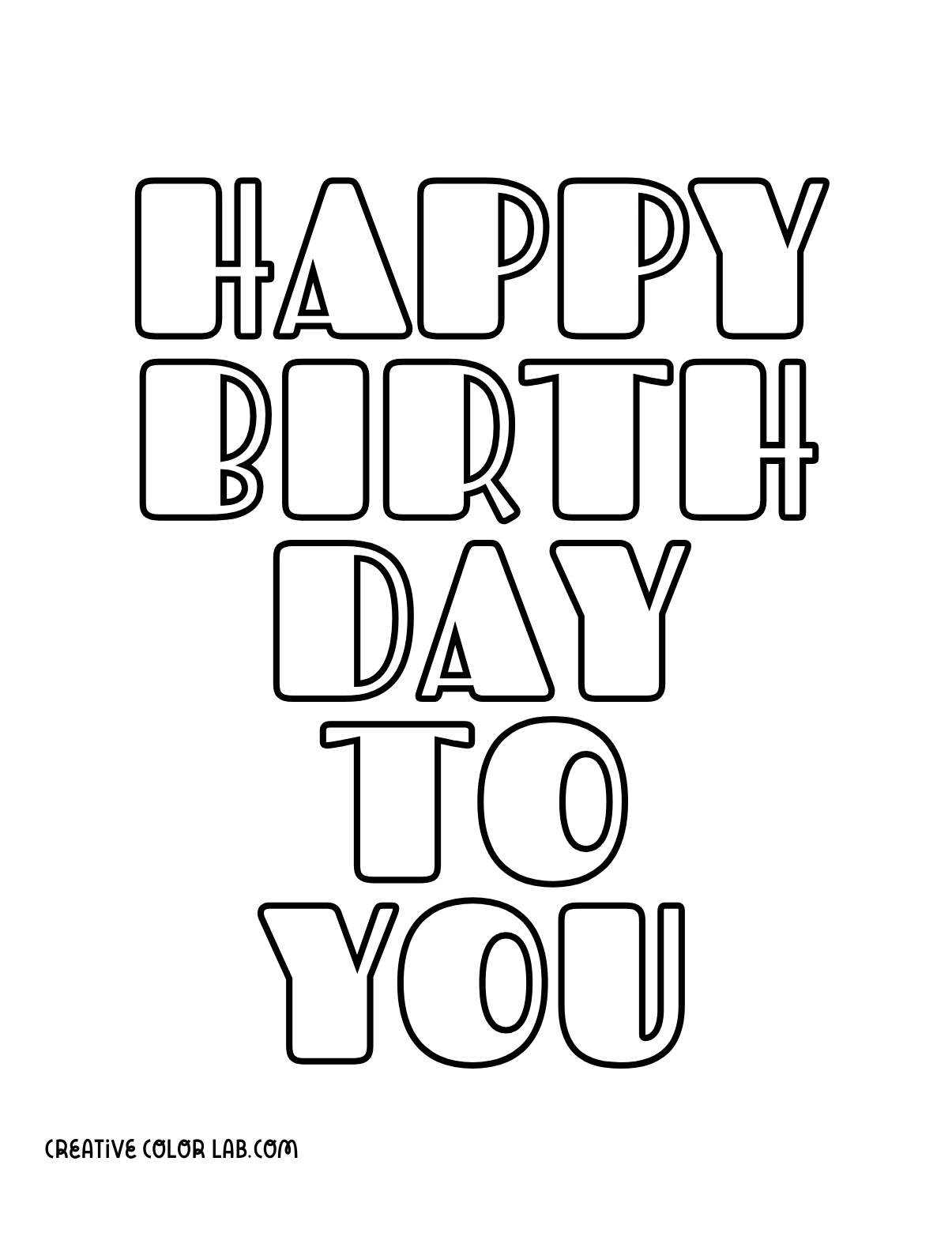Simple birthday card to color.