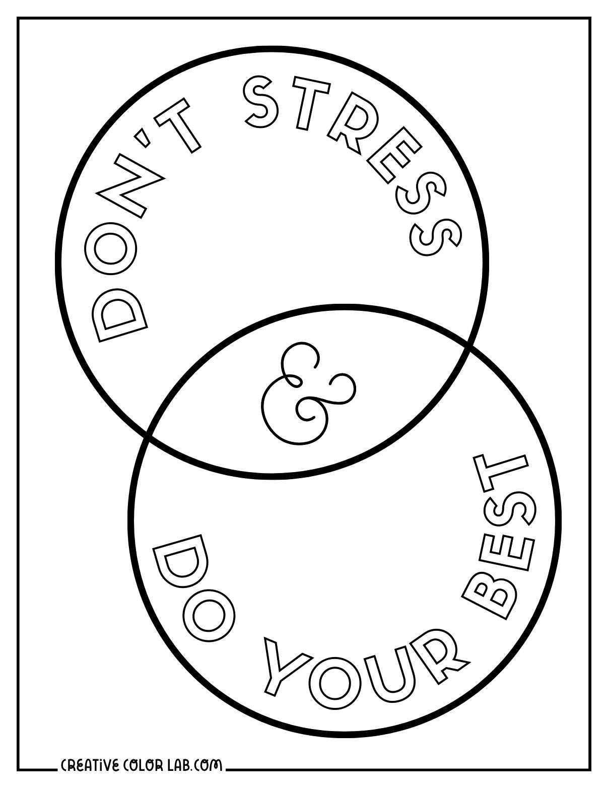 Simple do your best venn diagram coloring sheet.